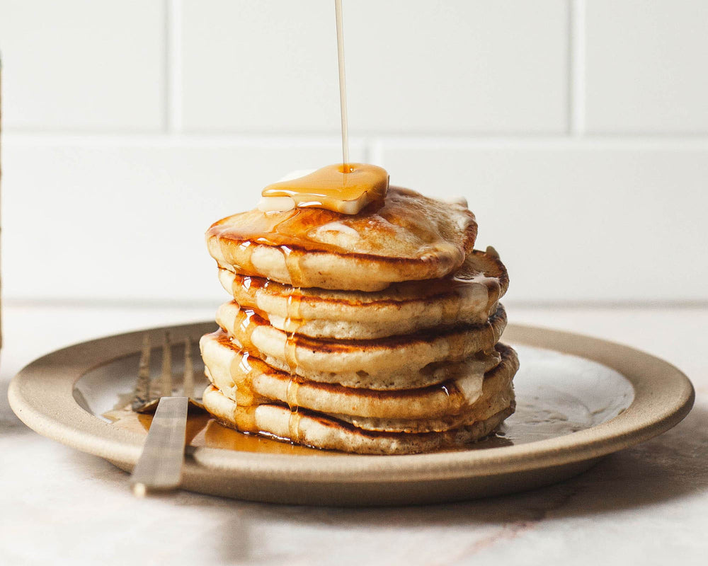 Stack of Creme Fraiche pancakes on our silo plate