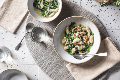 Fresh Gnocchi with Greens and Bacon