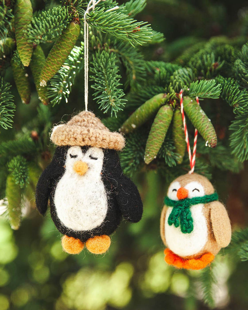 Felted Festive Penguin Ornament