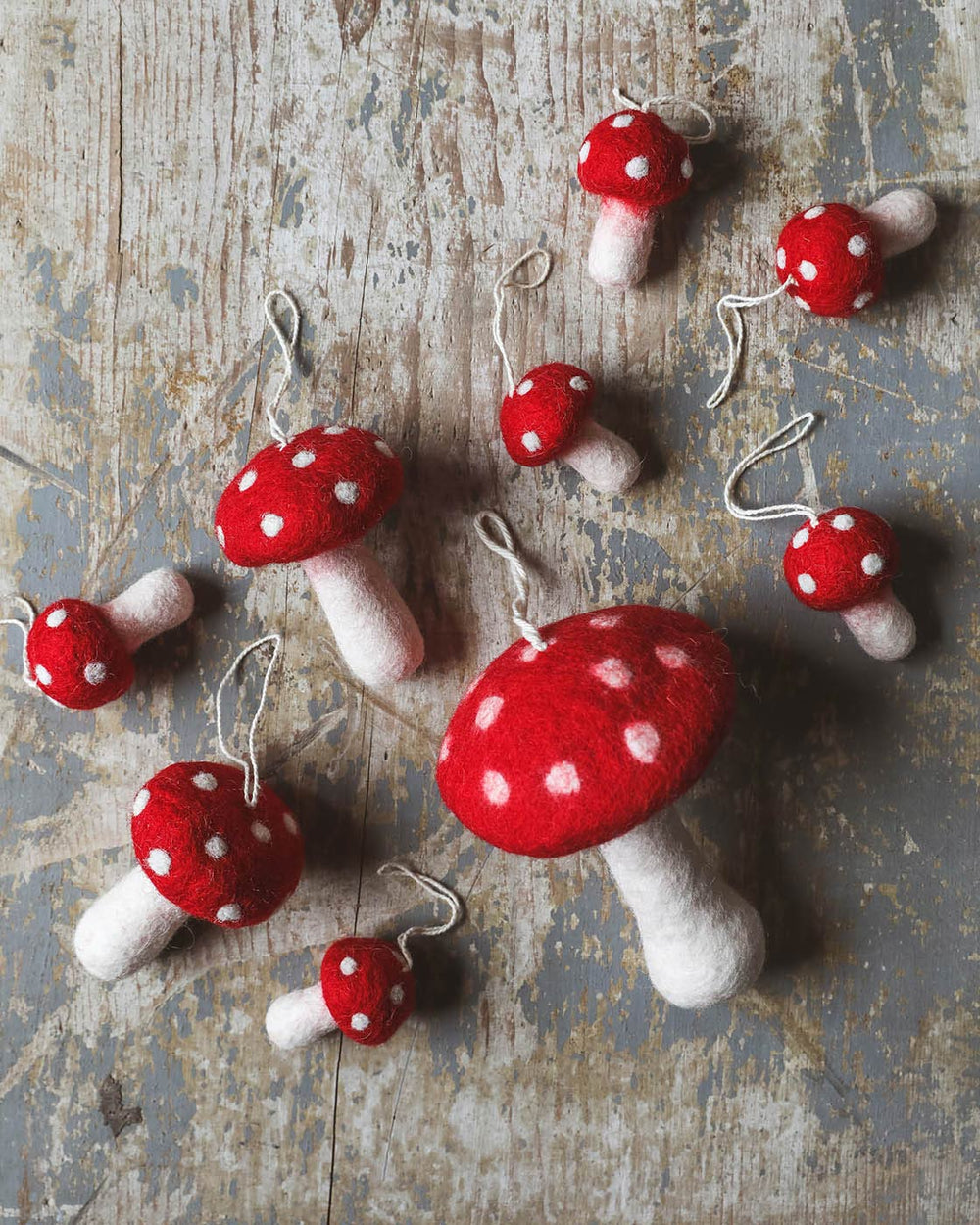 Nordic Felted Mushroom Ornaments