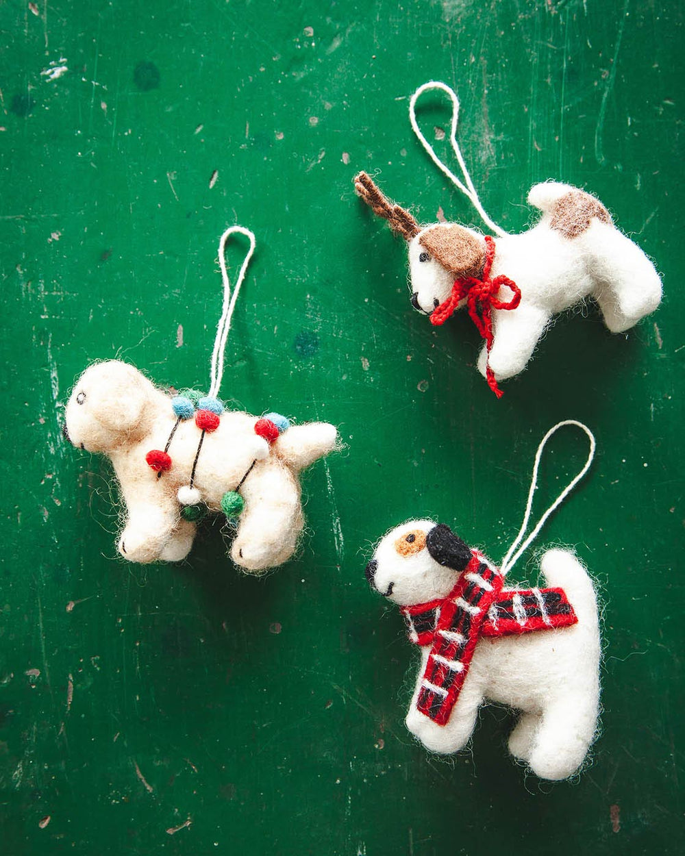 Felted Festive Pup Ornament