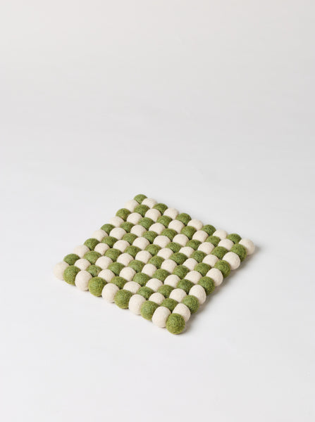 Artisan Felt Pom Pom Trivet - Natural Moss