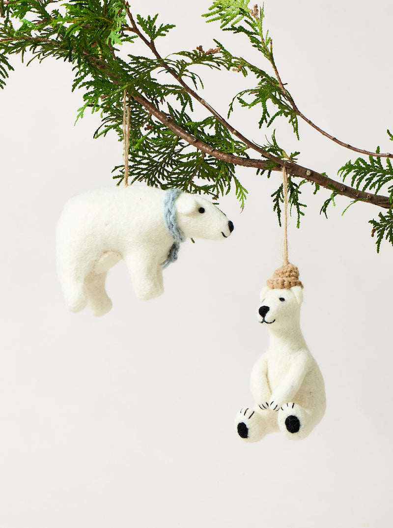 Felted Polar Bear Ornament