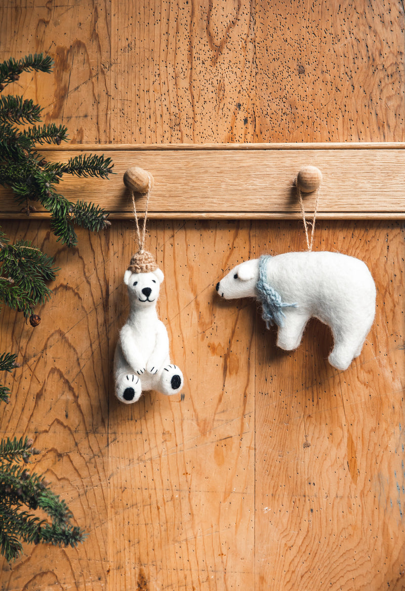 Felted Polar Bear Ornament