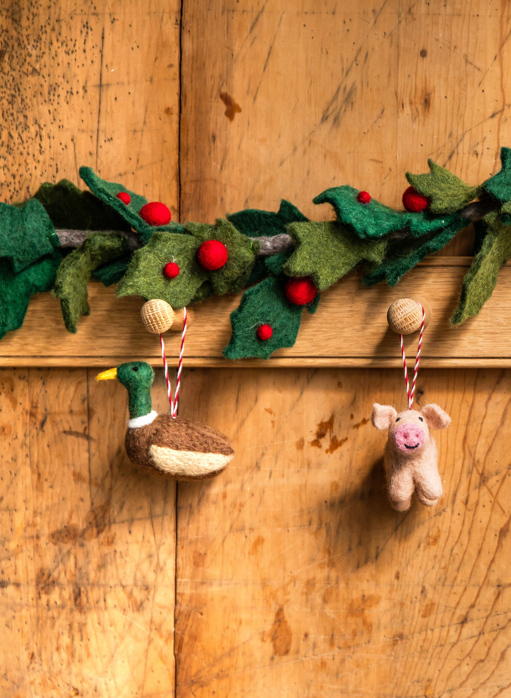 Felted Holly Garland