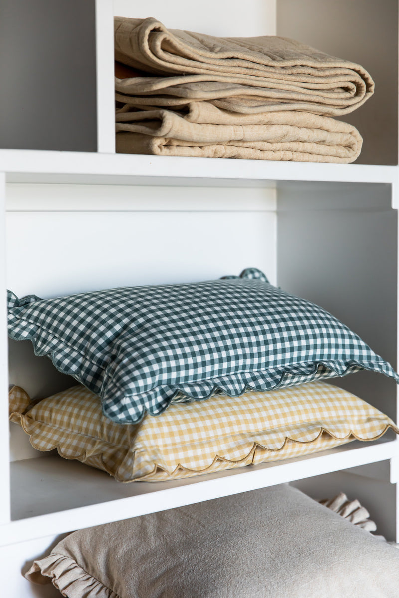 Scalloped Gingham Lumbar Pillow