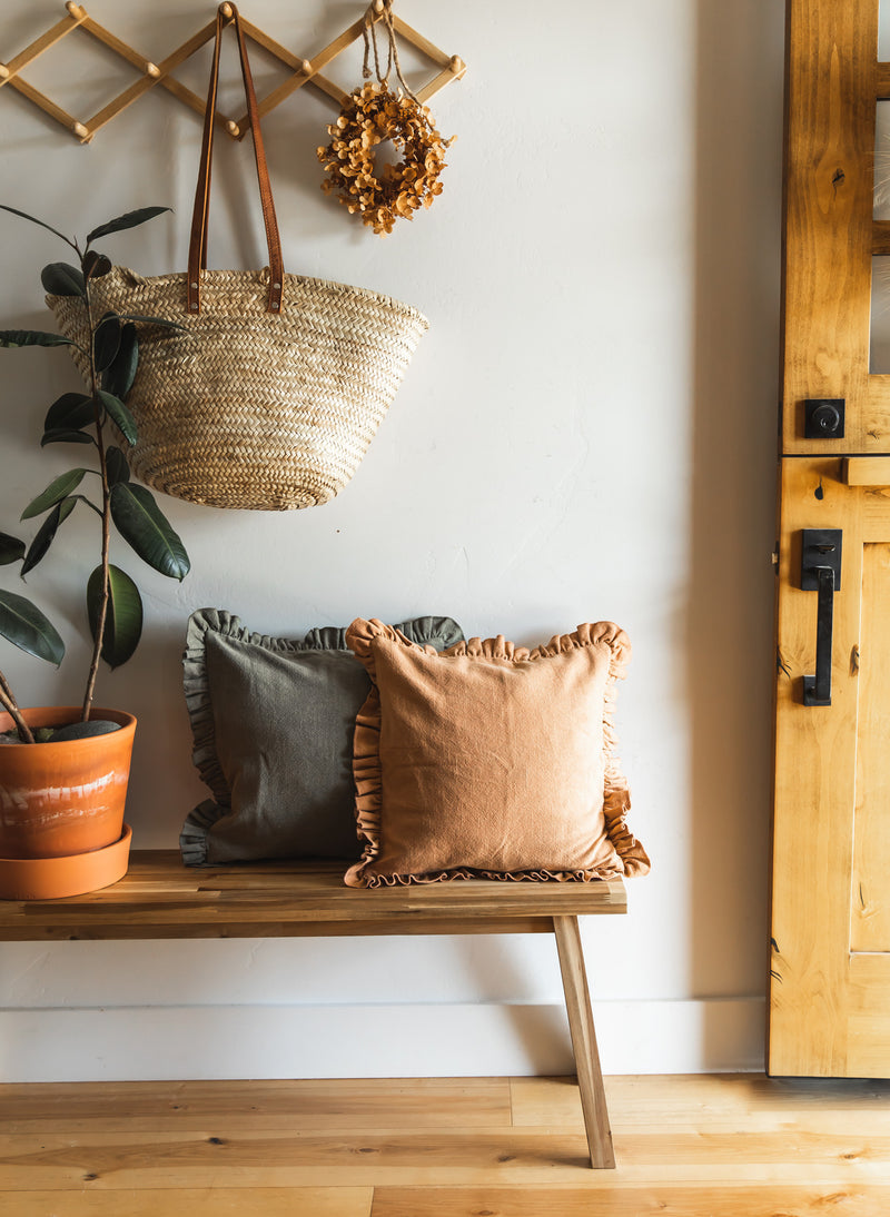 Slubby Cotton Ruffle Pillow