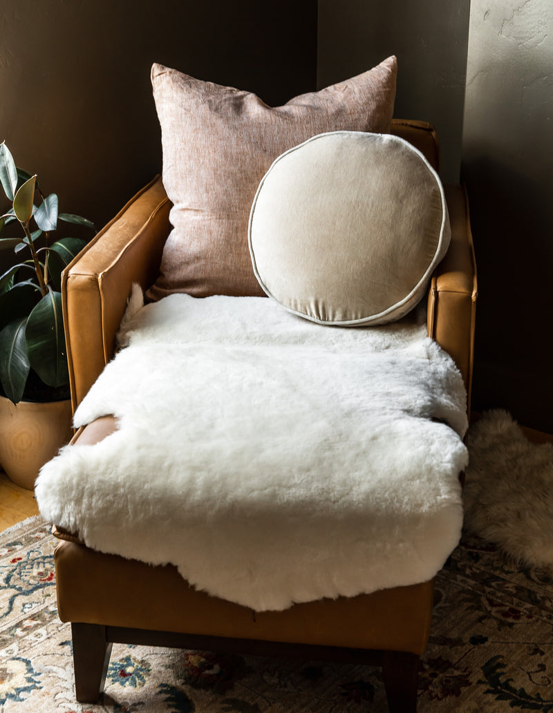 Round Velvet + Linen Pillow