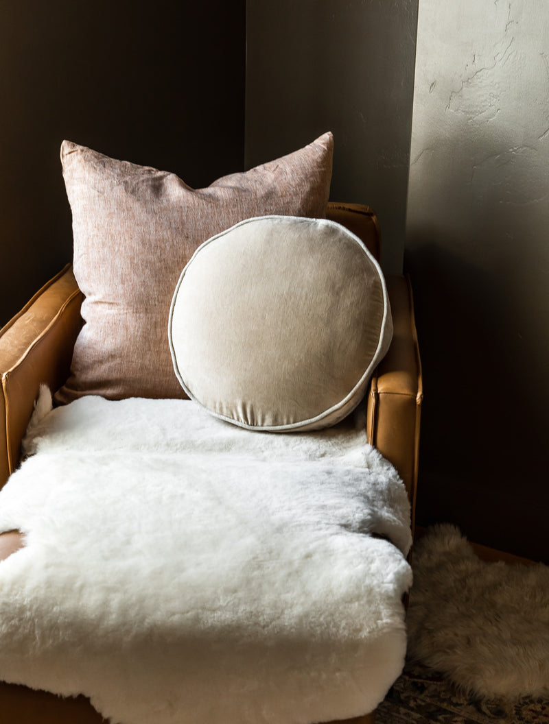 Round Velvet + Linen Pillow