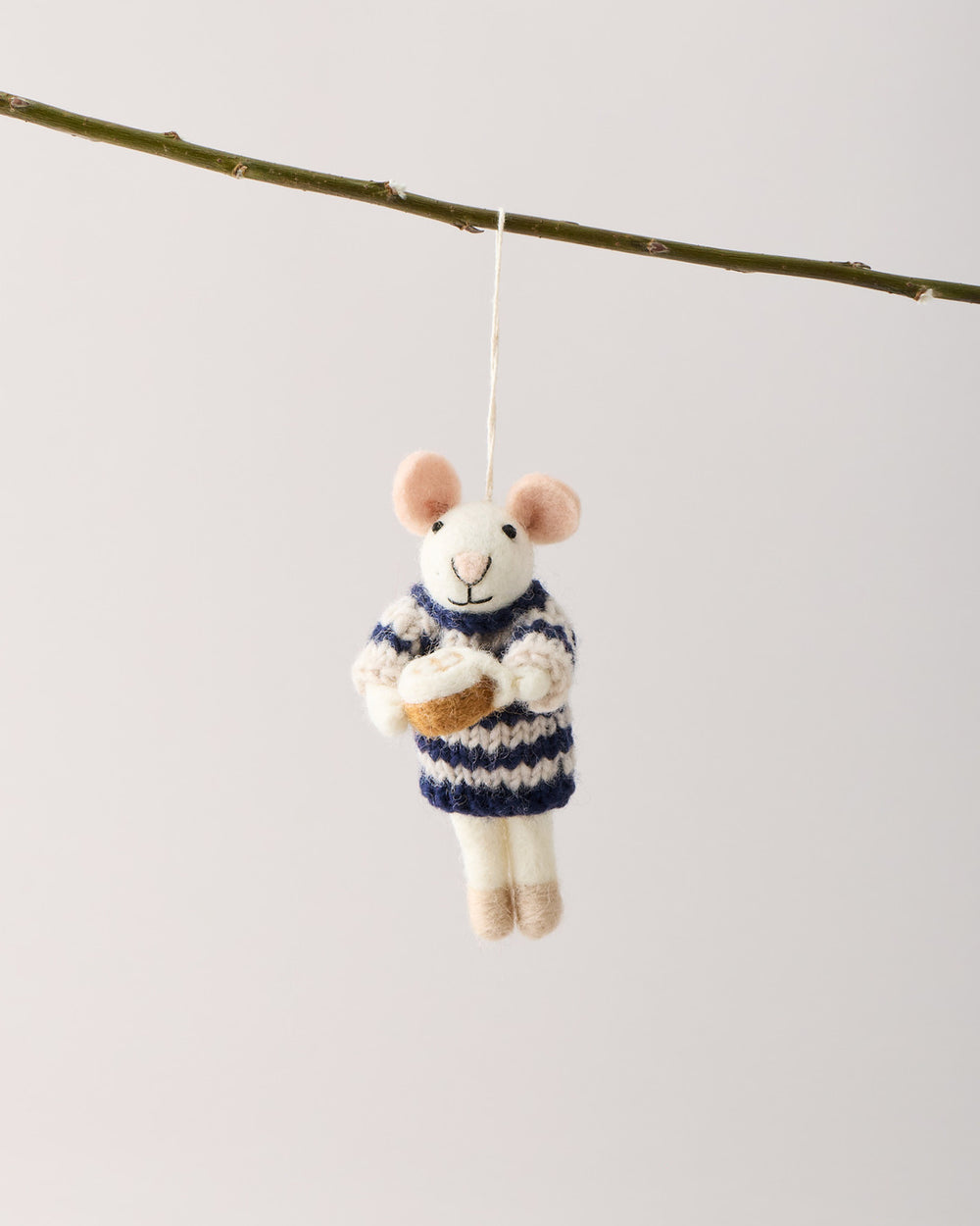 Felted Mouse Ornament - Morning Mug Mouse