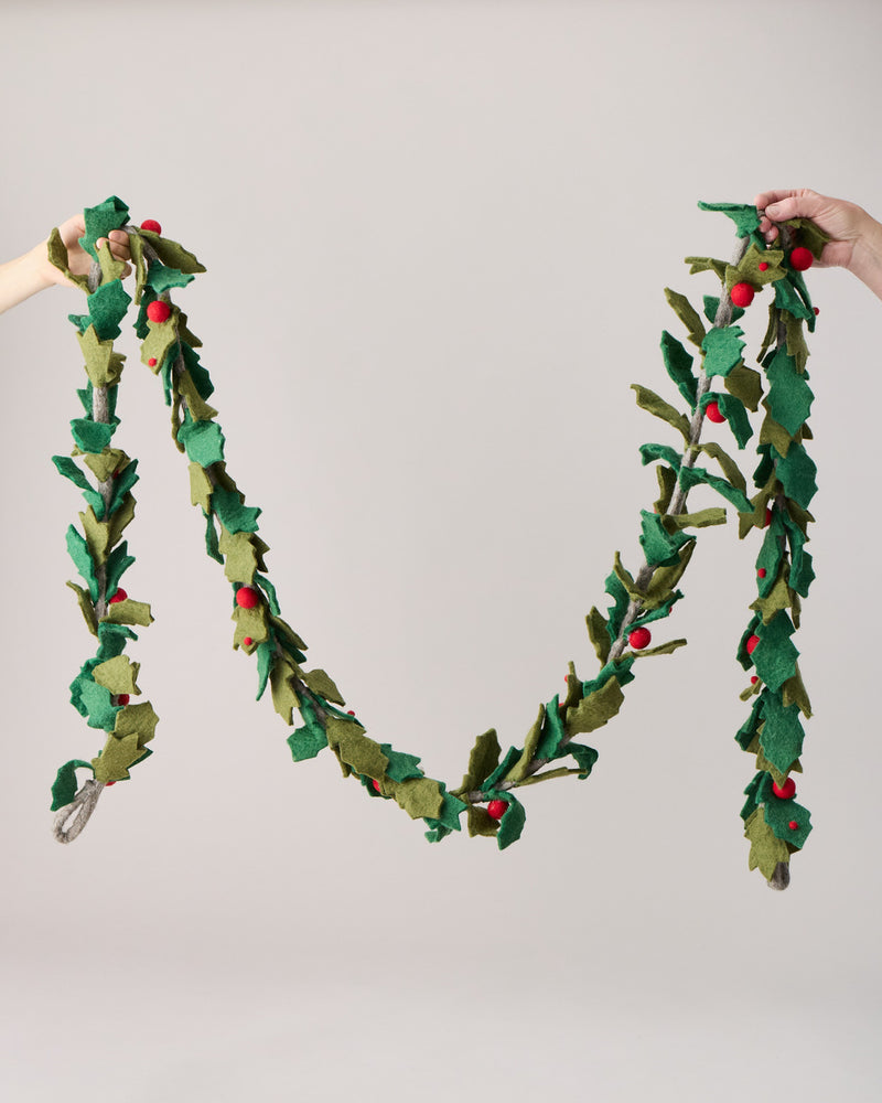 Felted Holly Garland