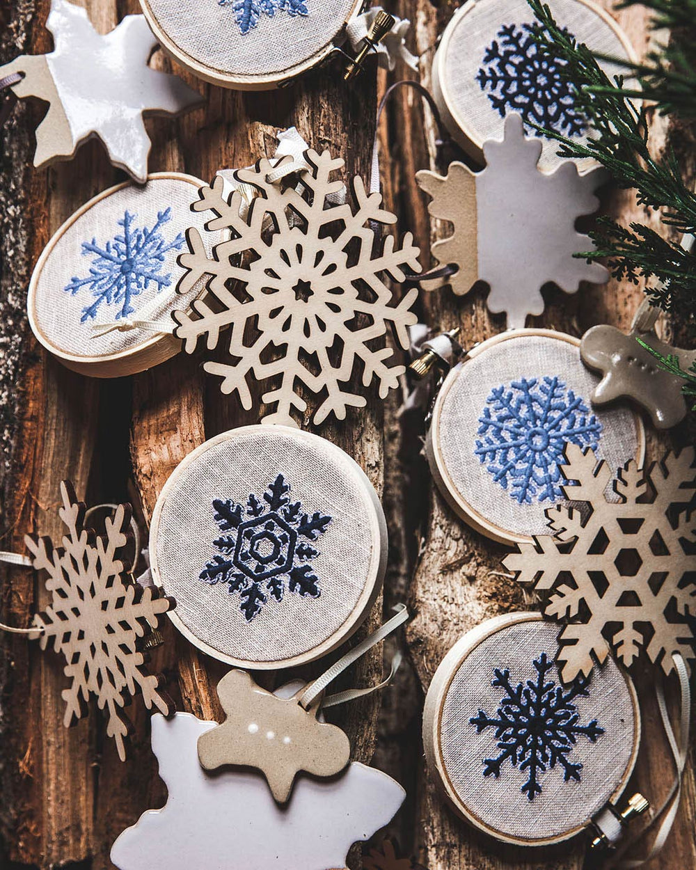 Nordic Embroidered Ornament - Set of 3