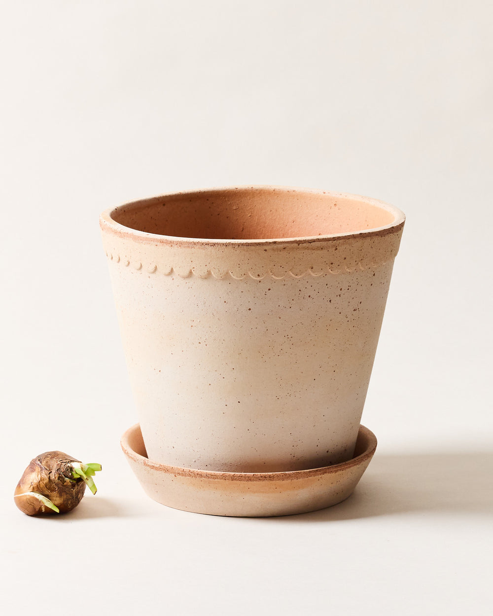 Scalloped Terracotta Garden Pot & Saucer | Farmhouse Pottery
