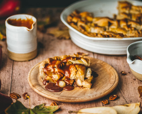 Pear and Pecan Pie with Salted Caramel Sauce