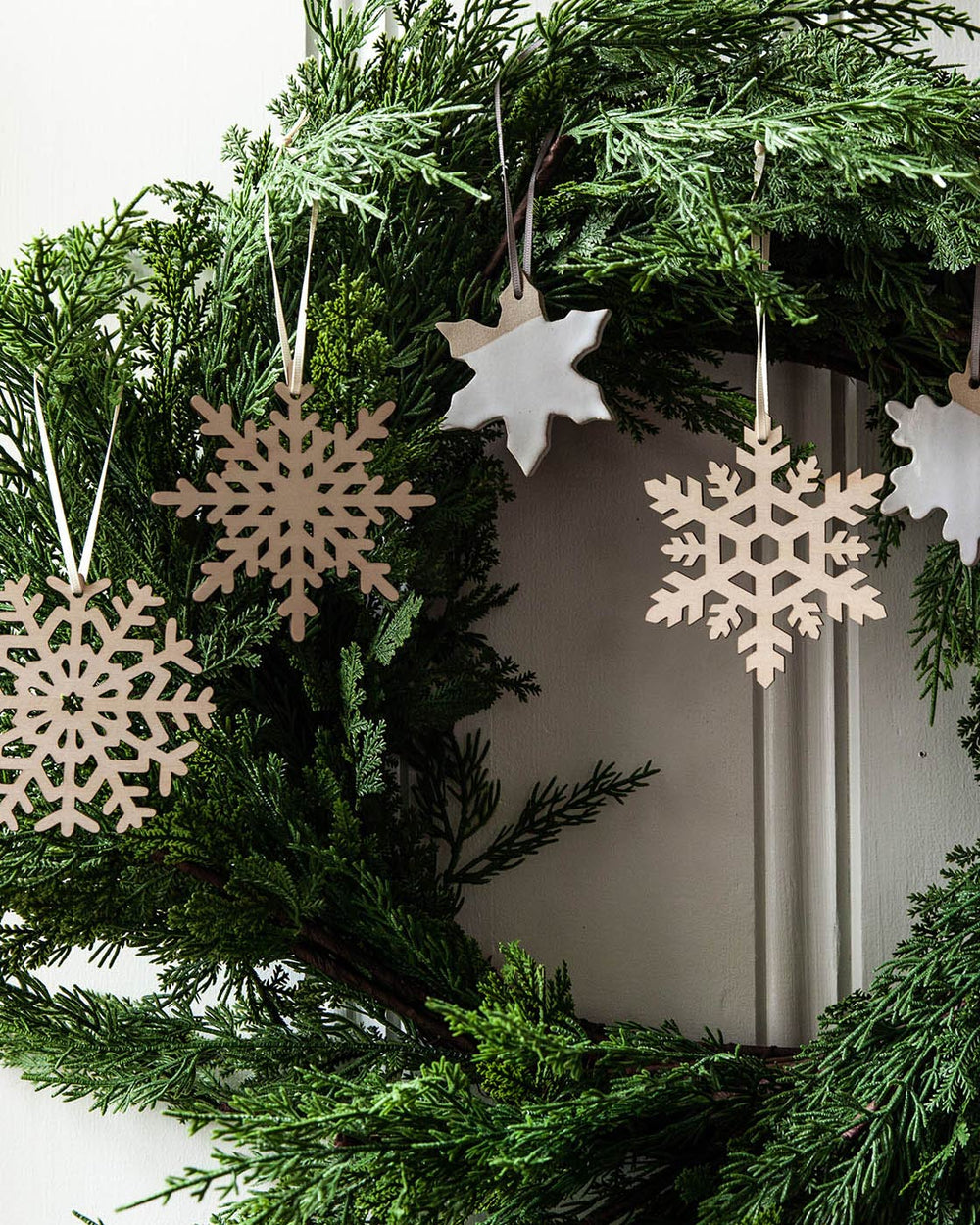 25 SMALL Snowflake Wood Christmas Ornament Supplies DIY Wooden