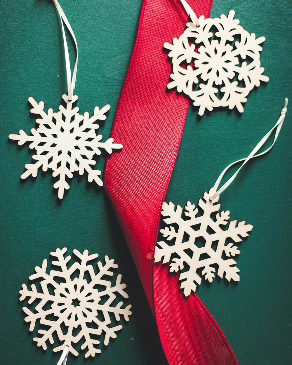 Nordic Wooden Snowflake Ornament - Set of 4