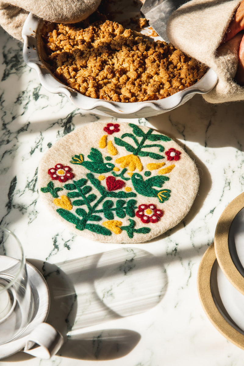 Felted Winter Folk Trivet