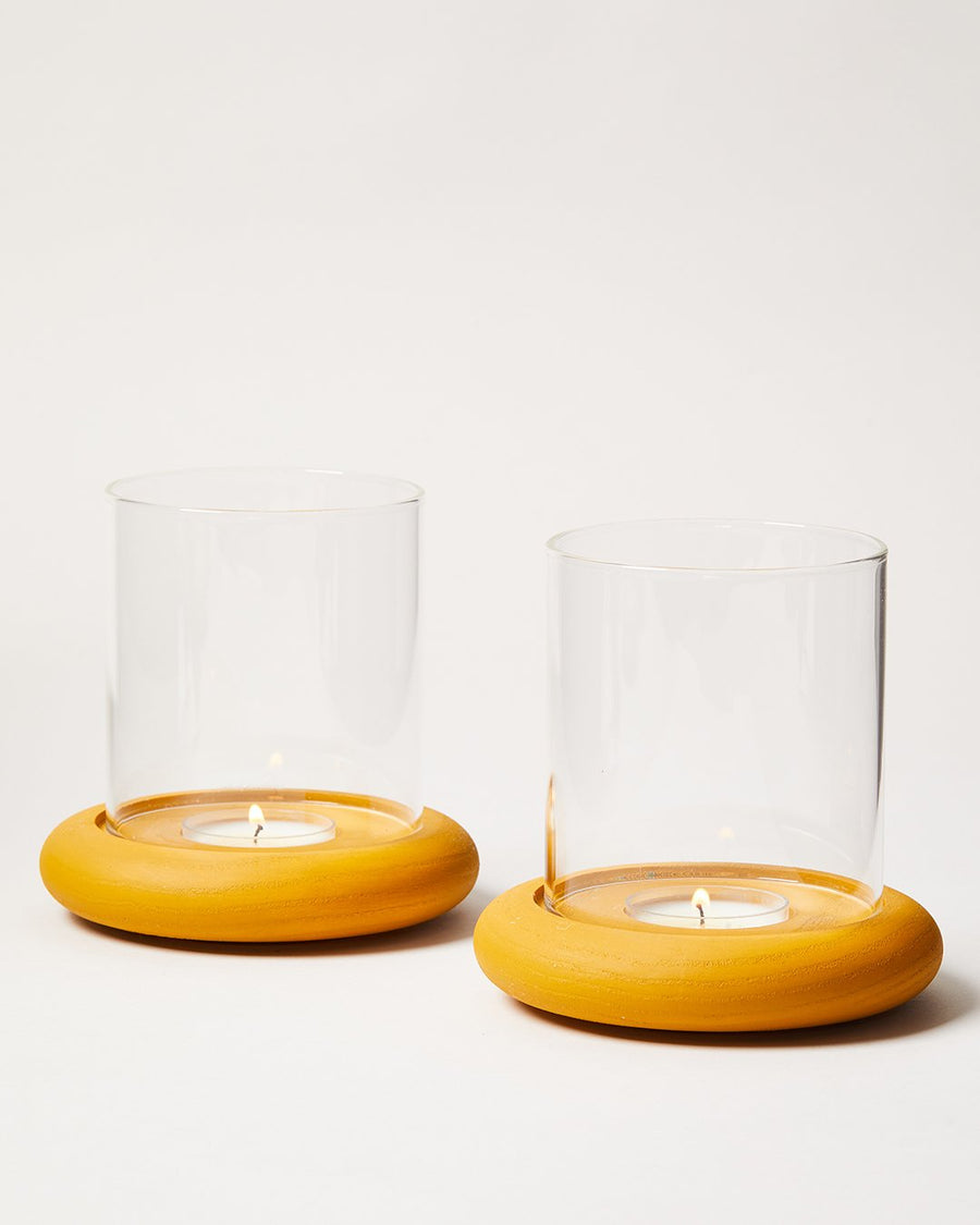 Donut Tealight Hurricane (Pair, Ochre)