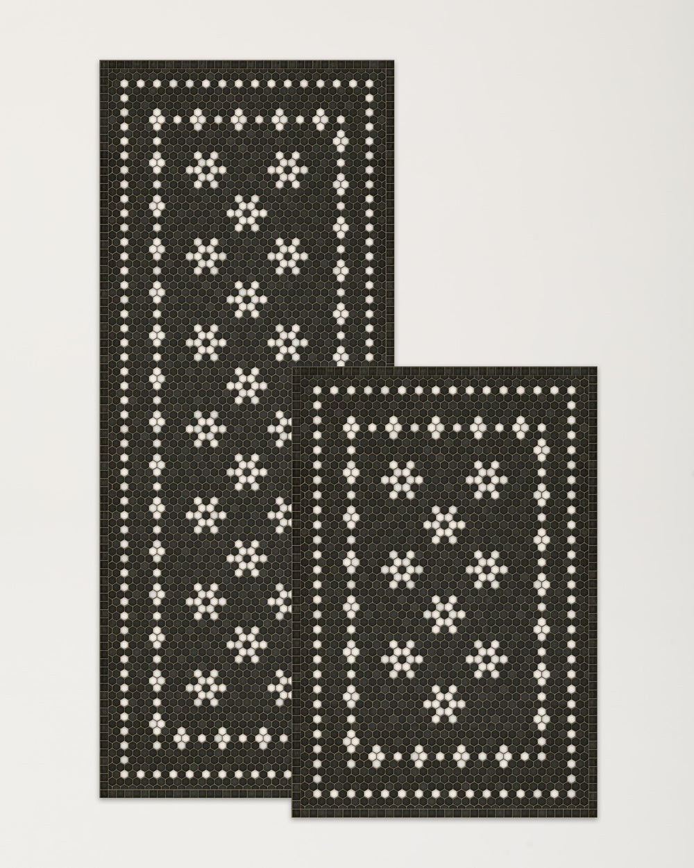Classic Black and White Vintage Tile Design Doormat