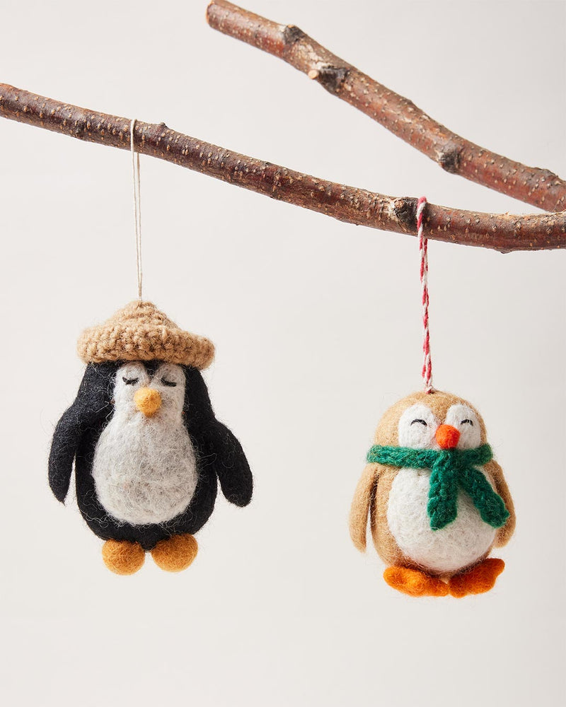 Felted Festive Penguin Ornament