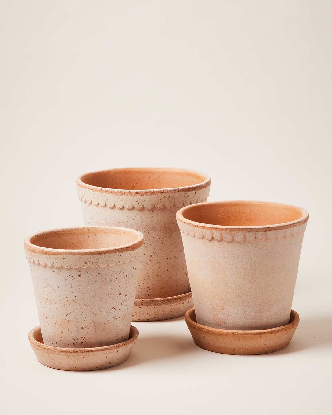 Scalloped Terracotta Garden Pot and Saucer