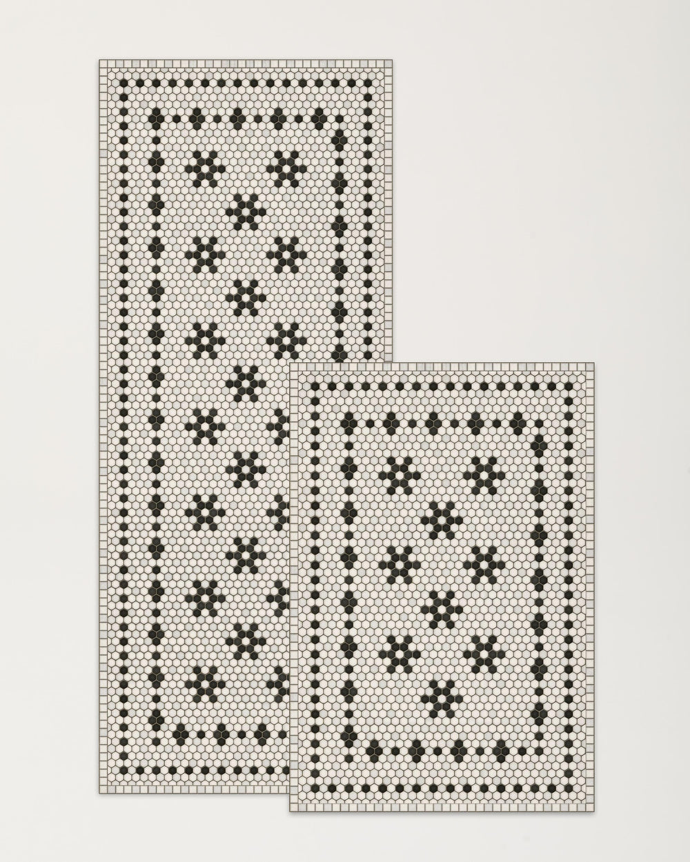 Classic Black and White Vintage Tile Design Doormat